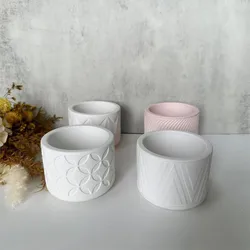 Round Patterned Flower Pot Plaster Mold Potting Cement Plaster Mould Resin Drip Mirror Mould Silicone Mold for Concrete