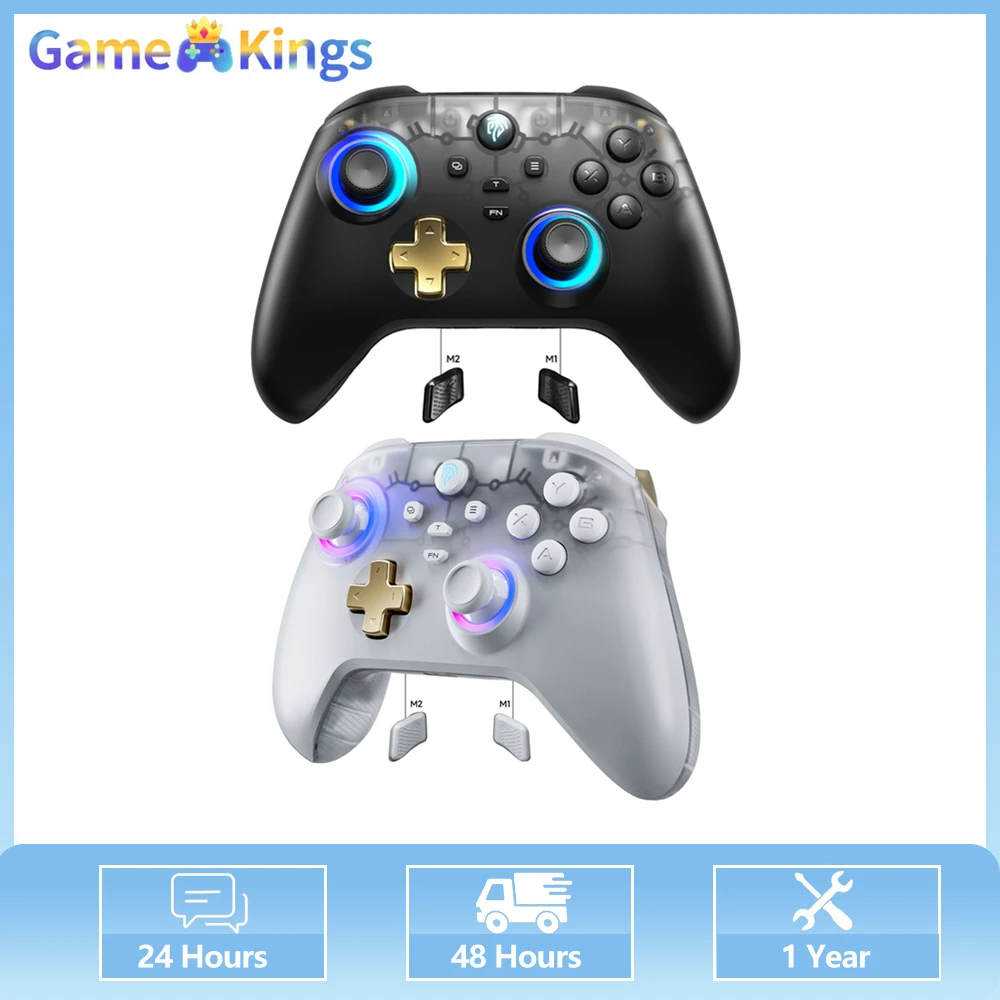 Easy SMX D05 Wireless Gaming Controller Gamepad for PC/Switch/TV/Phone with Charging Dock RGB Hall Effect Joysticks Triggers