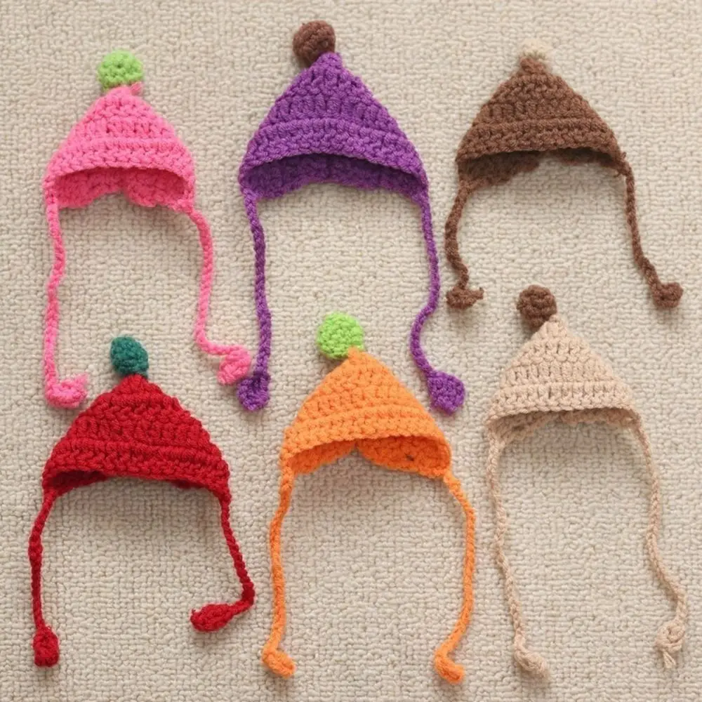 

Lovely Candy Color Mini Knitted Doll Hats Cute Animal Doll Hat 17*6cm DIY Plush Casual Wear Hat Creative Doll Accessories
