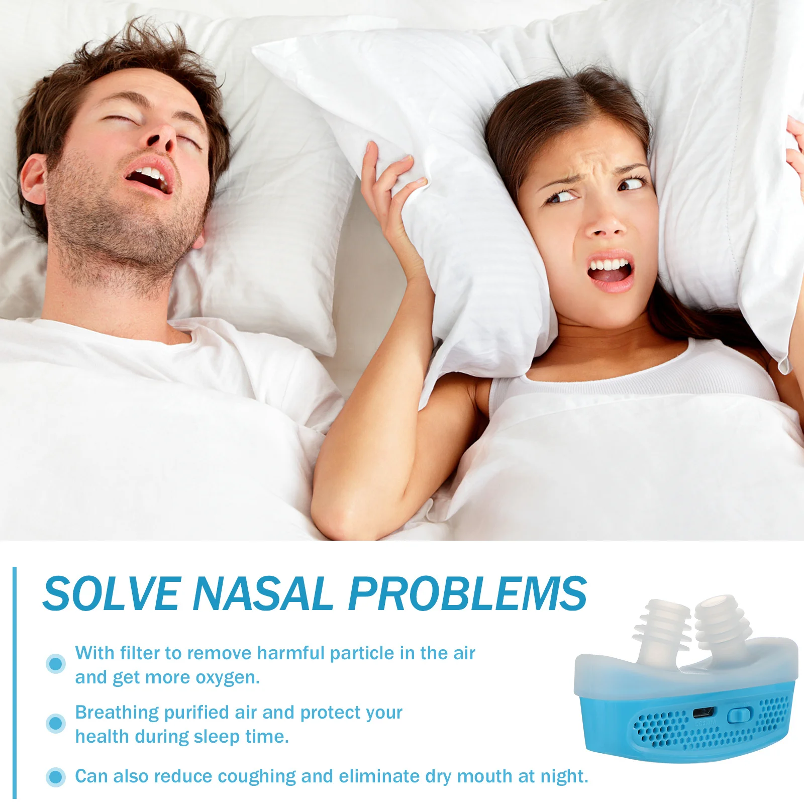 

Перезаряжаемое электрическое устройство, фильтр для остановки носа, раствор для уменьшения храпа для помощи во сне