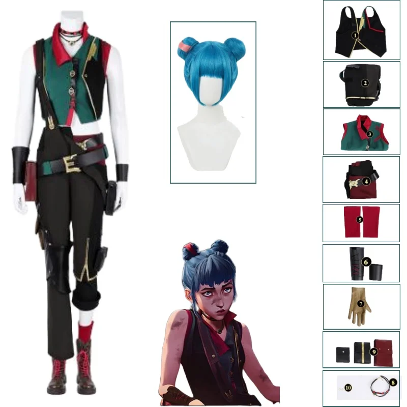 Disguise Arcane 2 Jinx Powder Cosplay Costume 2024 Game TV 2 Clothing Adult Women Roleplay Fancy Dress Up Party Outfits