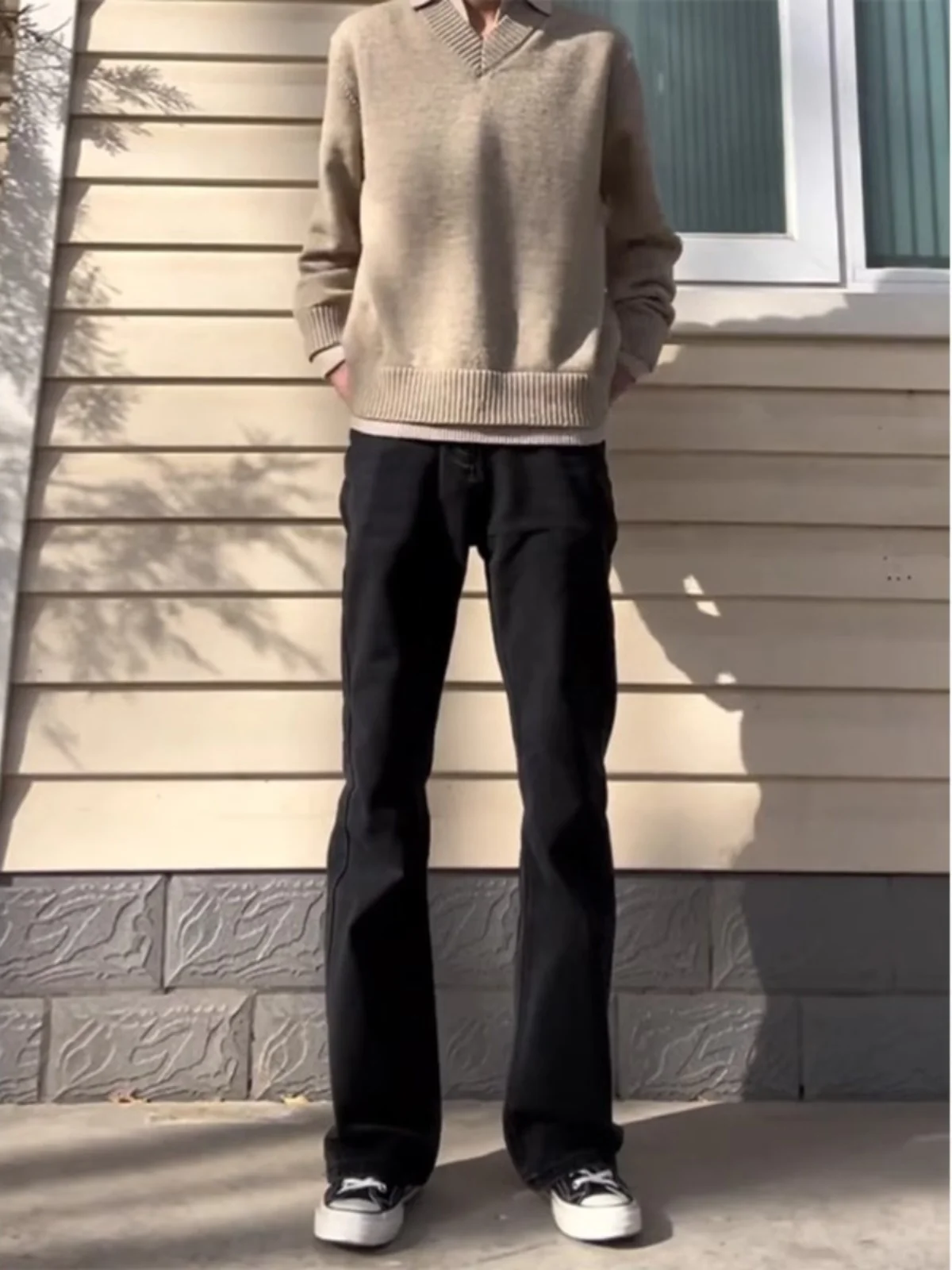 

Cleanfit Bla Knife Straight Leg Jeans Men's High Waist Lift Slimming Cotton Polyester Blend Youth Faion Jeans