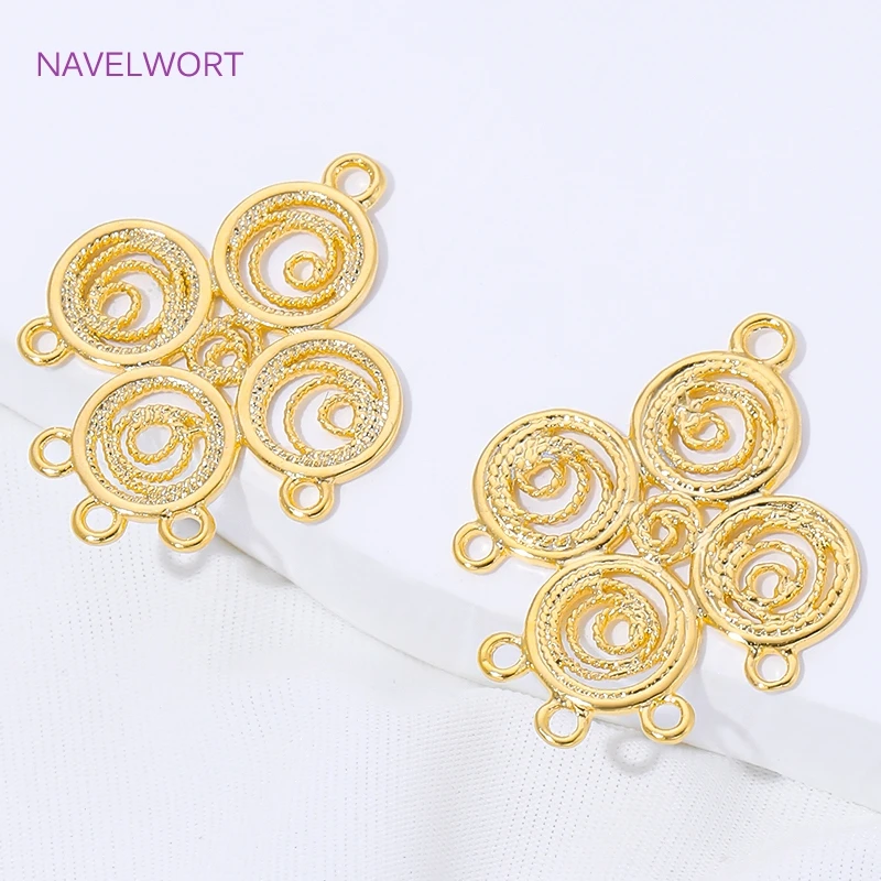 18K Gold Plated Spiral Filigree Connector Charms,Multi-Row Charms Connector For Jewelry Making Accessories,Connector For Beads
