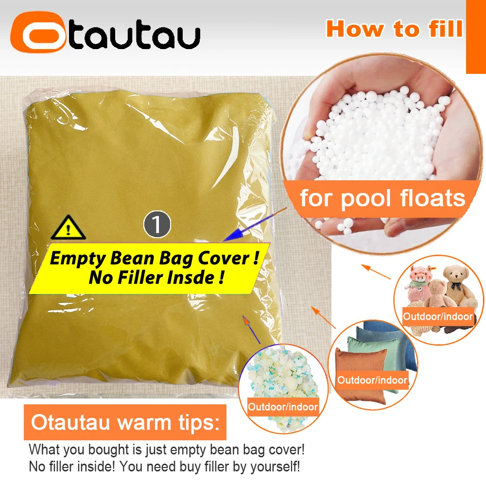 OTAUTAU Big Outdoor Bean Bag Cover Swim Pool Garden Beach Pouf Beanbag Cover DD256【No Filler!Please Buy Filler Yourself!】