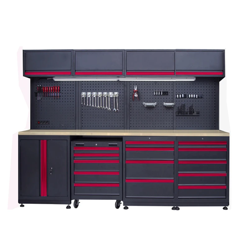 Heavy Duty Workshop Storage Cabinets With Lockable Drawers And Durable Workbench For Industrial And Garage Use