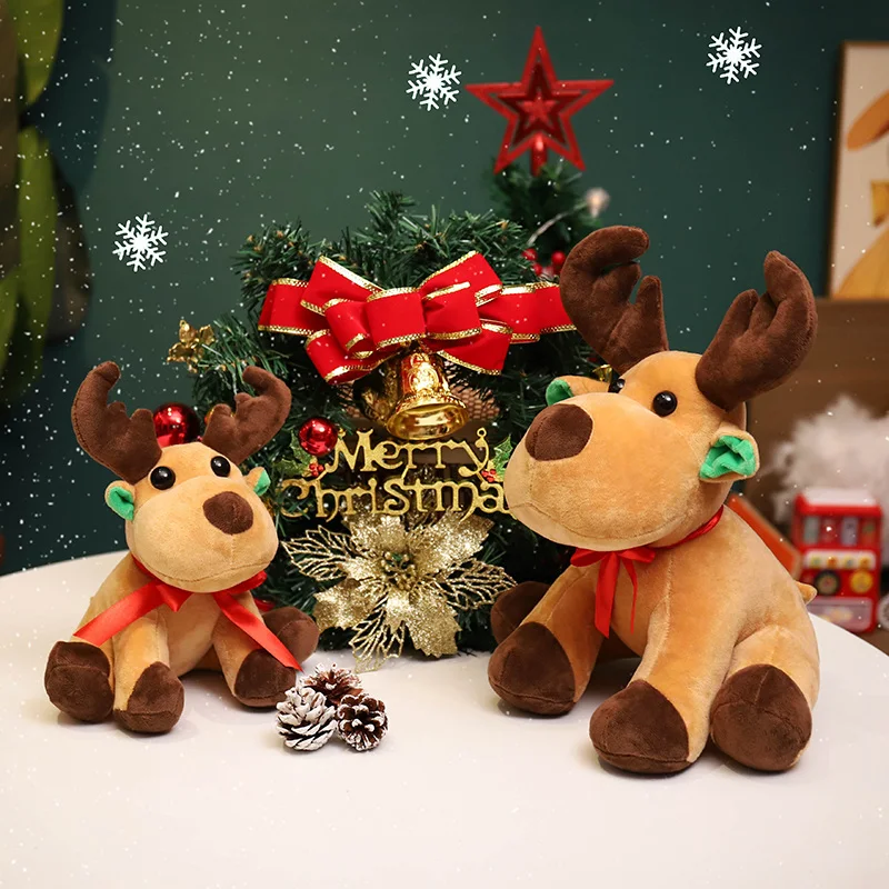 Cute Christmas Reindeer Plush Cartoon Deer Toys Anime Animal Stuffed Dolls Kawaii Home Decor Kids Xmas Birthday Gifts