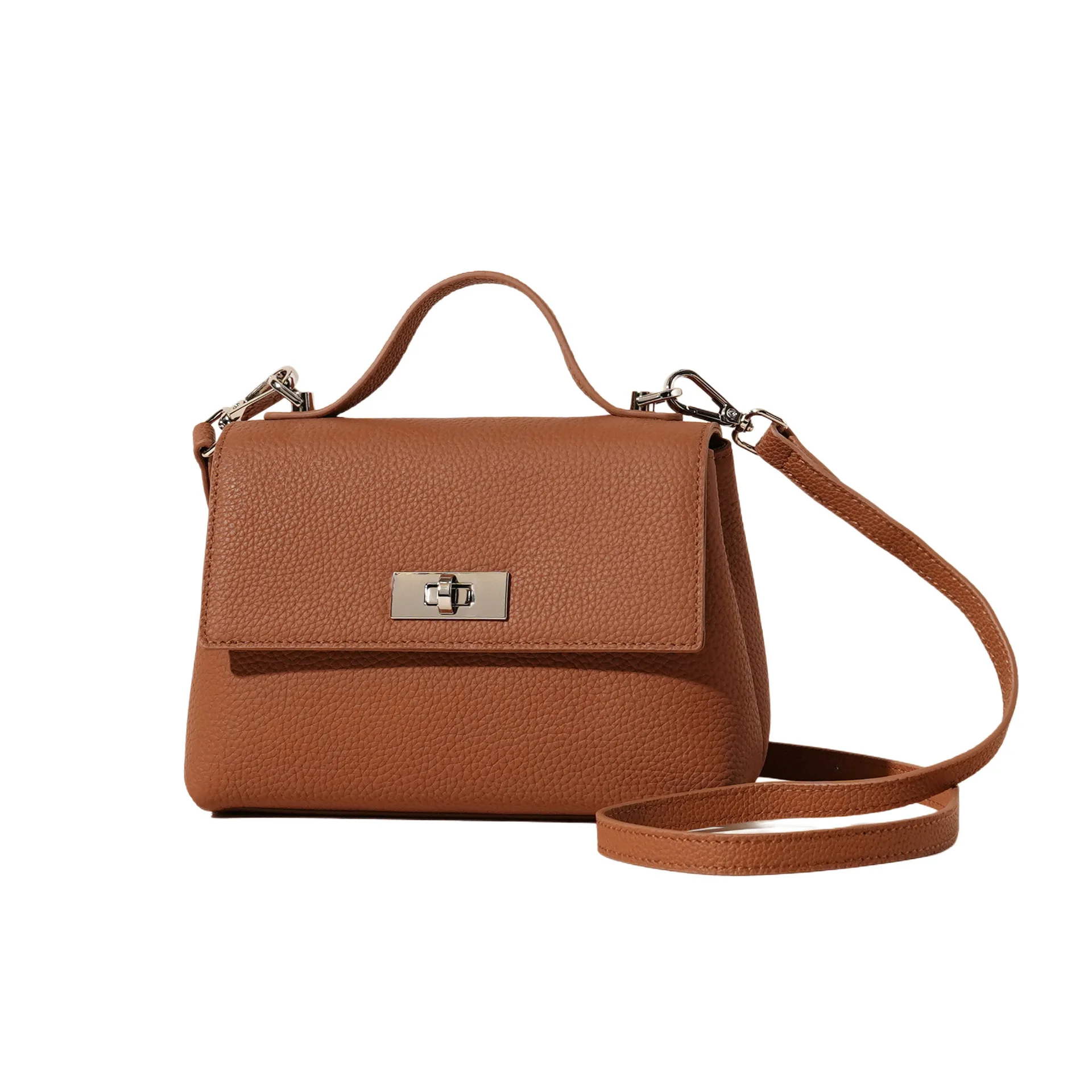 Fashionable women's genuine leather crossbody bag, niche design messenger bag, top-grain cowhide retro small square bag