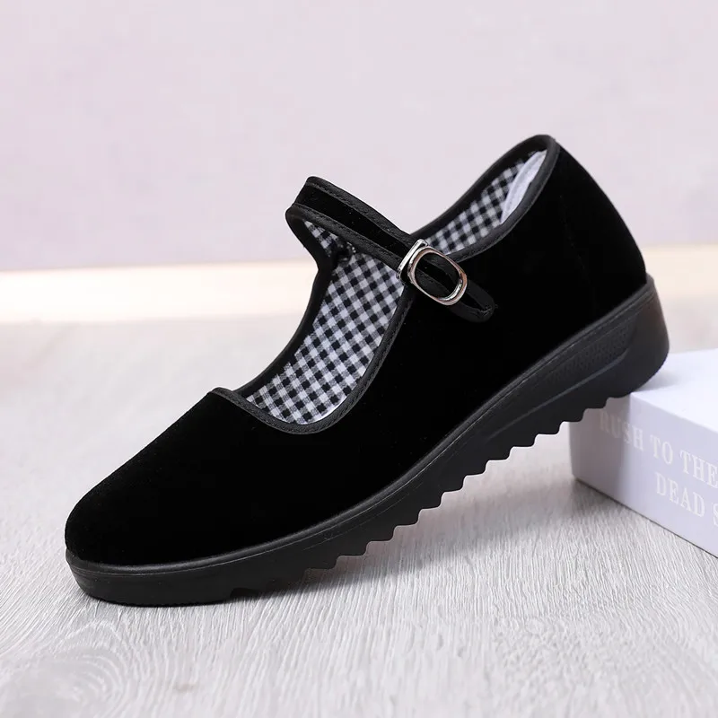 cloth shoes for women's shoes single shoes work shoes black cloth shoes hotel beef tendon bottom anti-slip mother dancing shoes