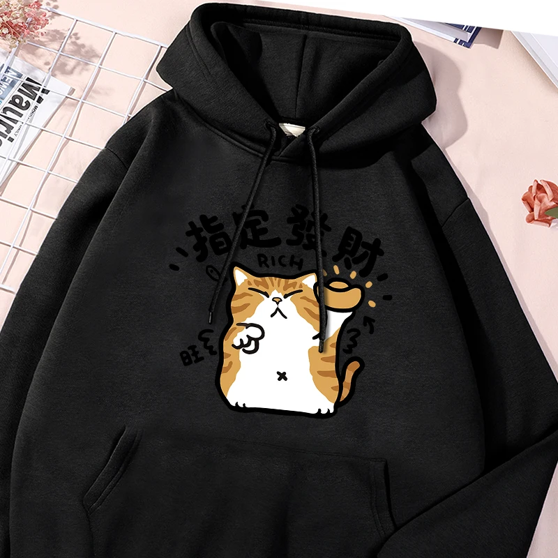 Designated Wealth Print Male Hoody Cotton Round Neck Hoodies Trendy Versatile Sweatshirt Personality Creativty Comfy Clothes