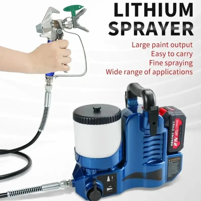 High-pressure Lithium Battery Airless Sprayer Electric Charging Paint Small Backpack Spray 6 Adjustable Speeds Painting Machine