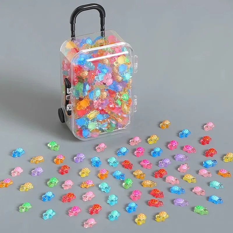 100Pcs Mini Resin Turtles Luminous Figures Miniature Ocean Animal for Fairy Garden Micro Landscaping Dollhouse Home Decor Crafts