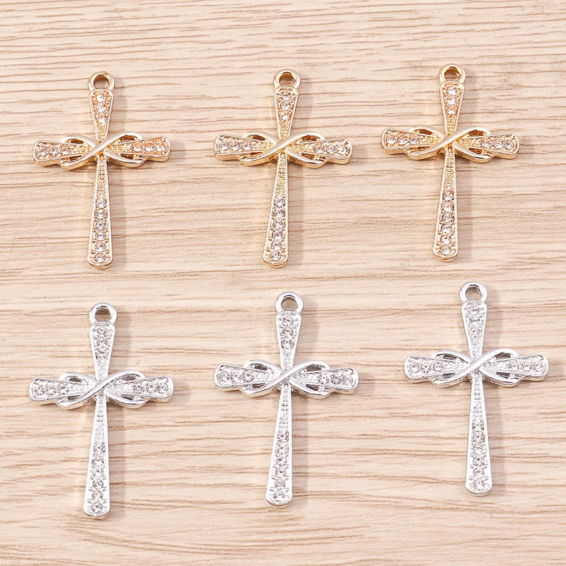 10 stücke 17x29mm Mode Kristall Kreuz Charms Anhänger für die Herstellung von DIY Tropfen Ohrringe Halsketten handgemachte Schlüssel anhänger Schmuck Ergebnisse – Detail 10