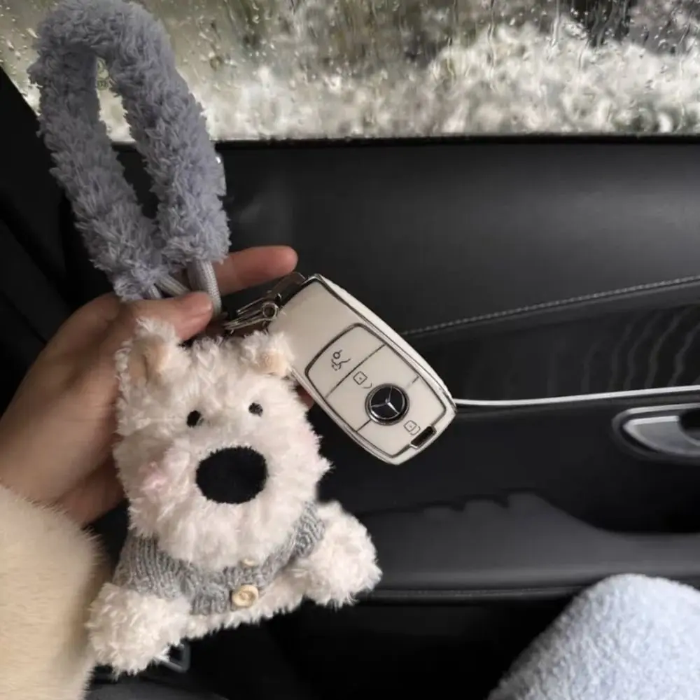 

Stuffed West Highland Bag Pendant Anti-lost Cartoon Animal Plush Puppy Doll Keychain Plush Cute Car Hanging Pendant