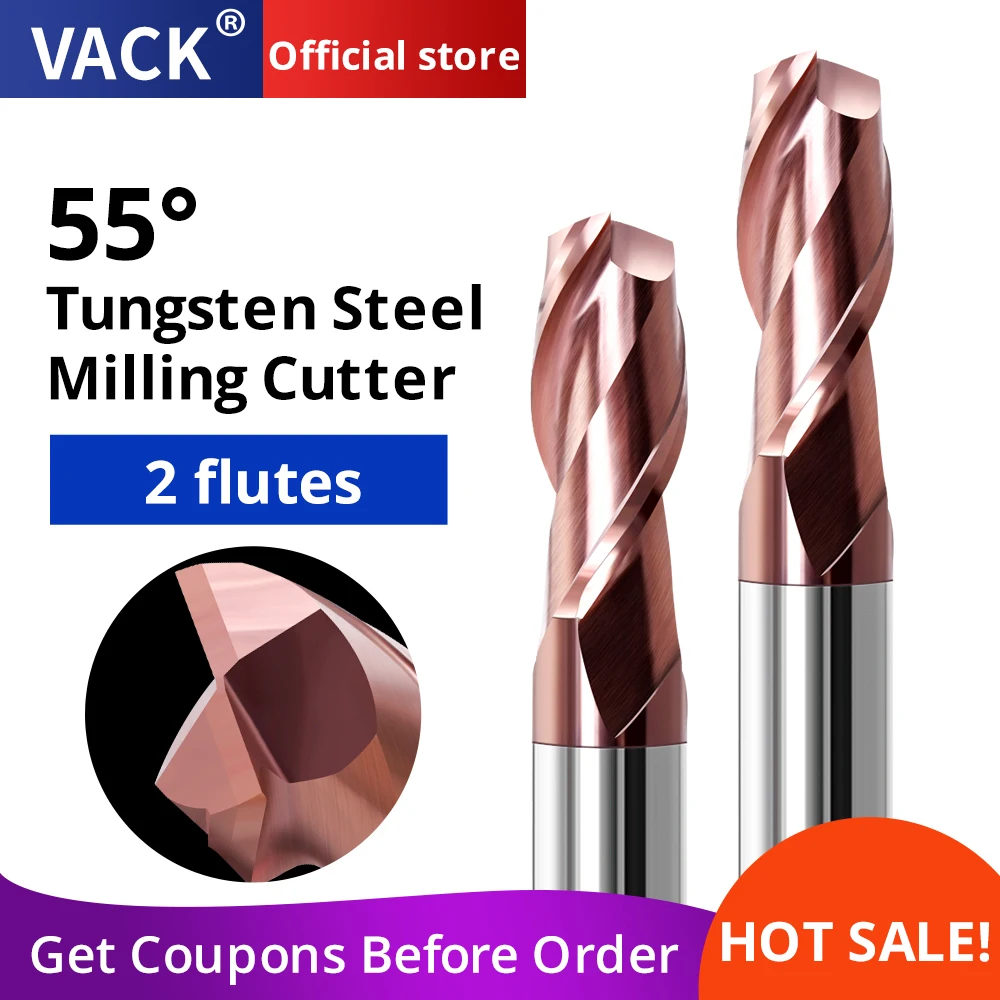 VACK HRC55 Keyway Milling Cutter Carbide End Mill Key Slot Alloy Coating Endmill Tungsten Steel CNC Maching Cutting Tools