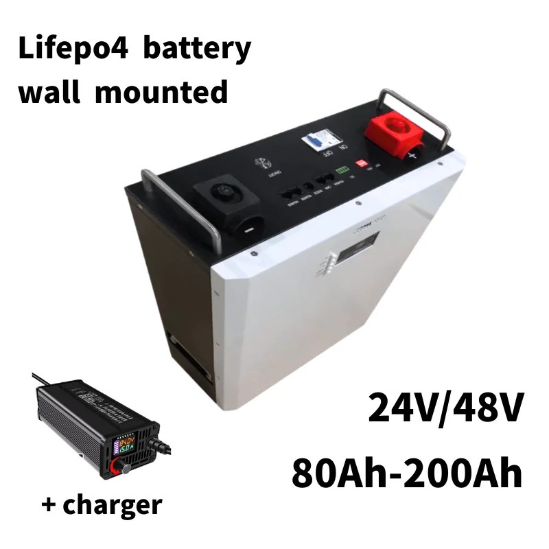 

48V 24V 80Ah 100AH 120A 150Ah 200Ah lifepo4 lithium batterry bluetooth wall mounted with charger for solar system inverter