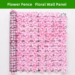 Artificial Flower Wall Panels 2x0.5m Flower Garden Fence Floral Hedge Wall Panels for Wedding Backdrop Garden Balcony Decor