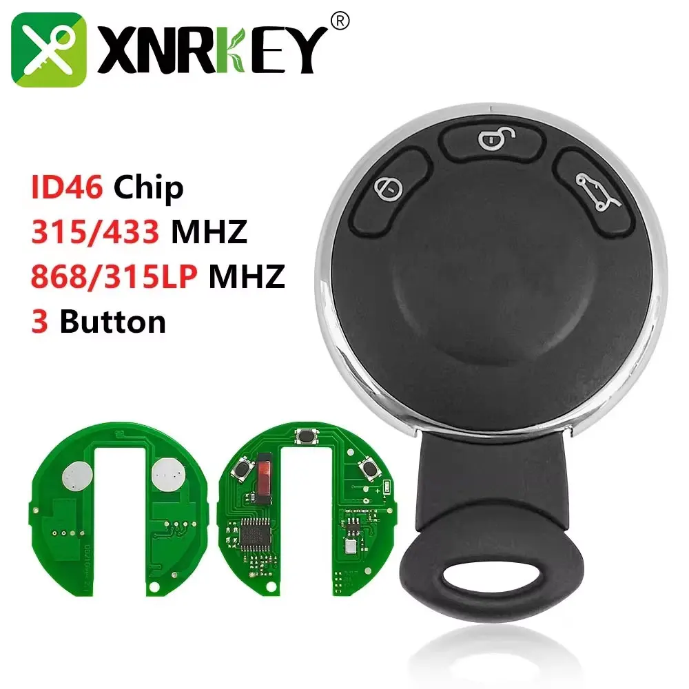 

XNRKEY For BMW 3 Button Remote Car Key ID46 Chip 315/433/868/315LP Mhz Mini Cooper S One D Clubman Cabrio Countryman Smart Key