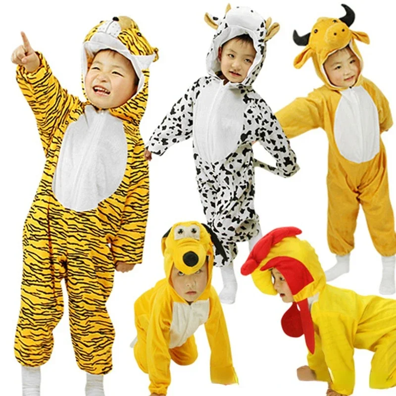 Halloween Party Christmas Children Cosplay Animal Costumes Kids Cosplay Tiger Leopard Lion Zebra Rabbit wolf Onesies Siamese