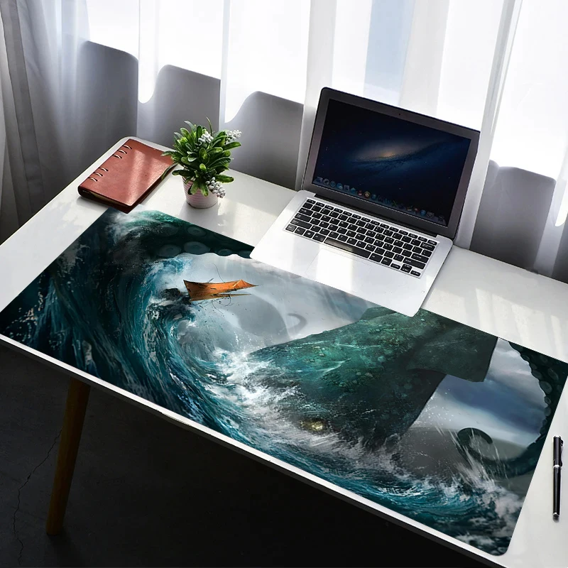 Mouse Pad Laptop Non Slip Extended Desktop Mouse Mat PC Rubber Keyboard Pad Sea Monsters And Ships Gaming Accessories Mousepad