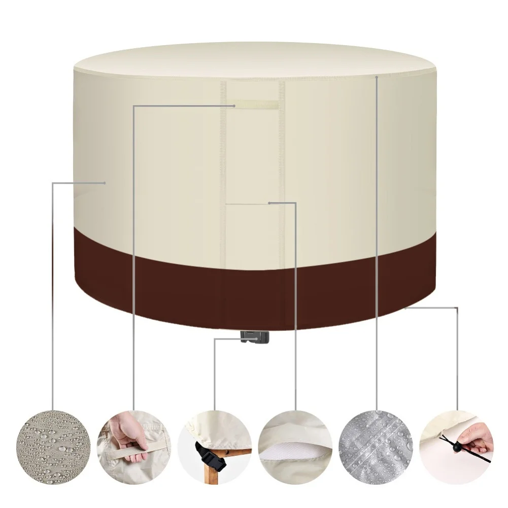 Waterproof 420D Oxford Round Cover for Patio Furniture Provides Outdoor Protection from Rain Snow and Dirt Build-Up