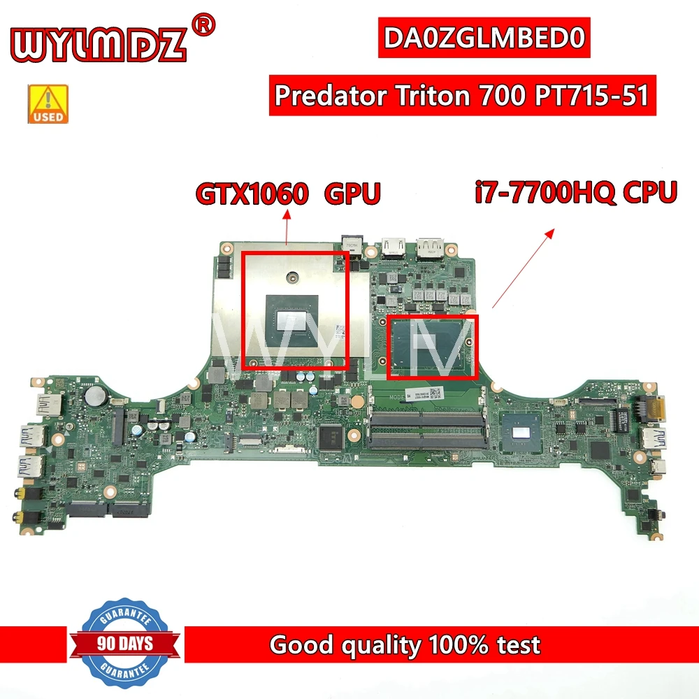 DA0ZGLMBED0  with i7-7700HQ CPU GTX1060 GPU Laptop Motherboard For ACER Predator Triton 700 PT715-51 notebook Mainboard