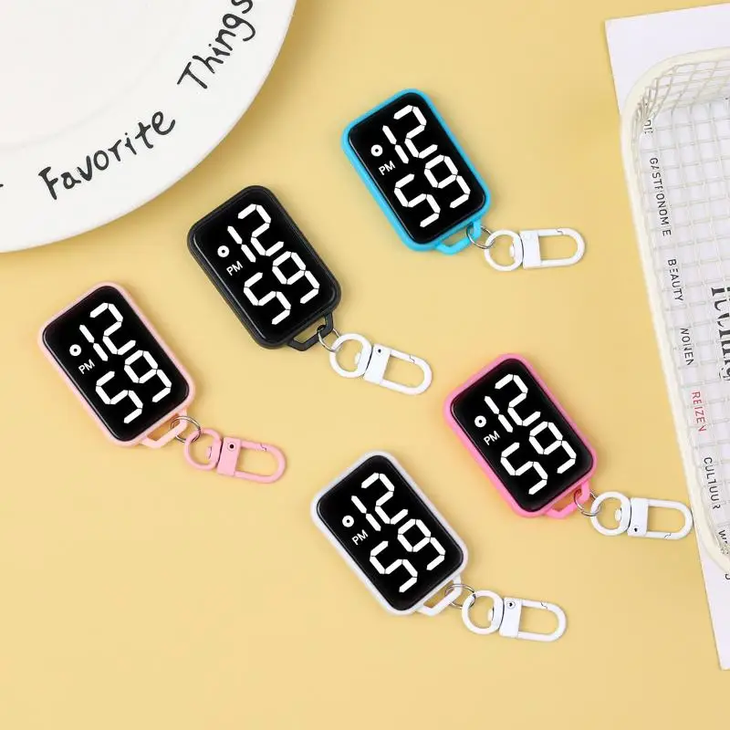 ED Keychain Watch Silent Digital Pocket Electronic Timepiece Student Backpack Pendant Mini Quartz Gift Boys Girls Clock