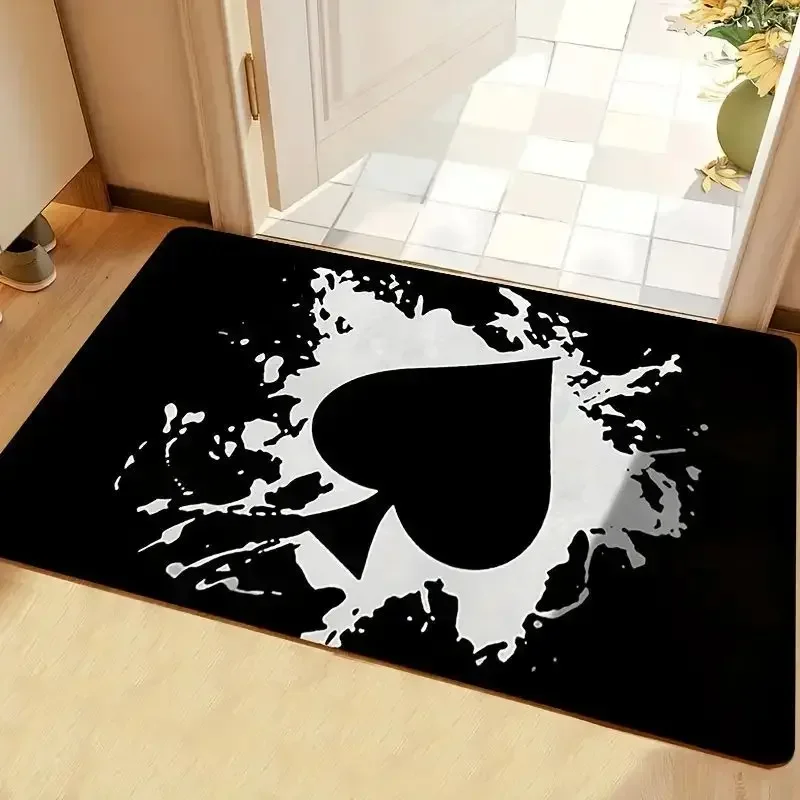 Playing Card Area Mat Outdoor Entrance Floor Decorative Washable Carpet Non-slip Easy To Clean Rug Wrinkle-Resistant Doormat
