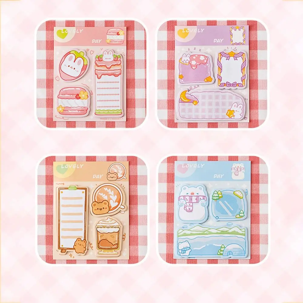 60 แผ่น Kawaii Creative COMBINATION Sticky Notes การ์ตูน Self-กาว Sticky Note Pads แบบพกพารูปพิเศษ Memo Pads เด็ก