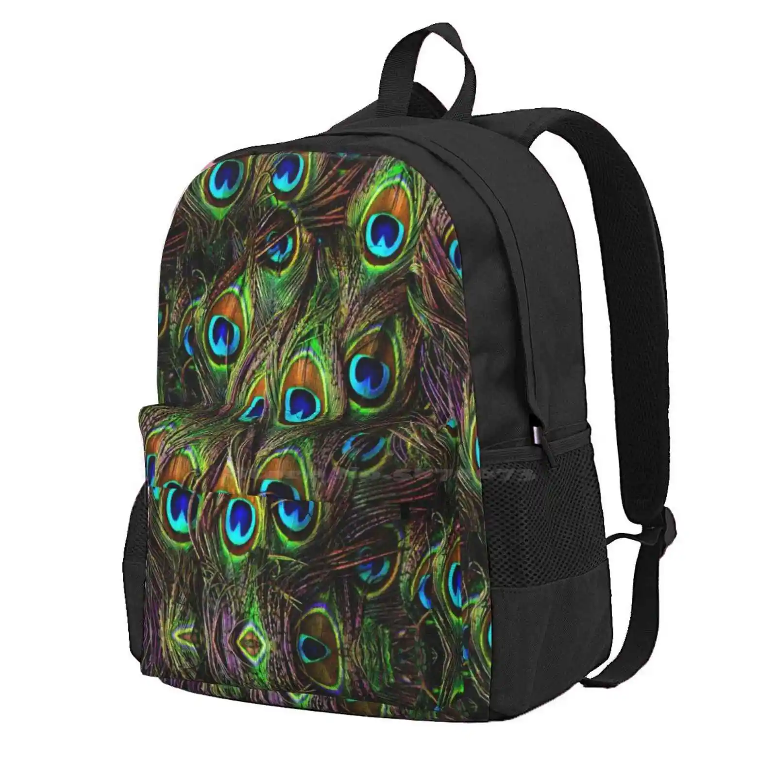 Peacock Feathers Invasion Hot Sale Schoolbag Backpack Fashion Bags Beautiful Blue Colorful Green Peacock Eye Peacock Feathers