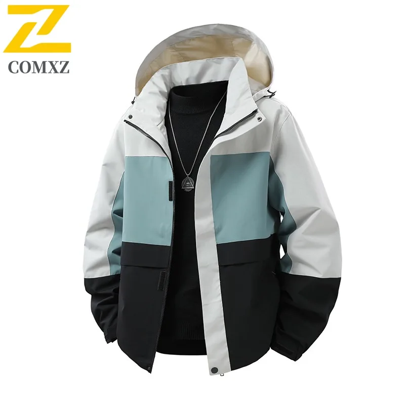 

COMXZ 2025 для мужчин и женщин, модная повседневная куртка свободного покроя с капюшоном, ветровка в корейском стиле, пальто, весенне-осенняя мода