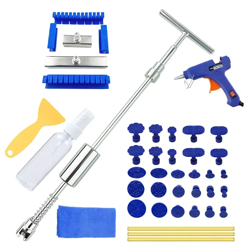 

Car Dent Repair Tools Puller repair Kit Slide Hammer Reverse Hammer Tool Body Suction Cup Adhesive Blue Glue Tabs
