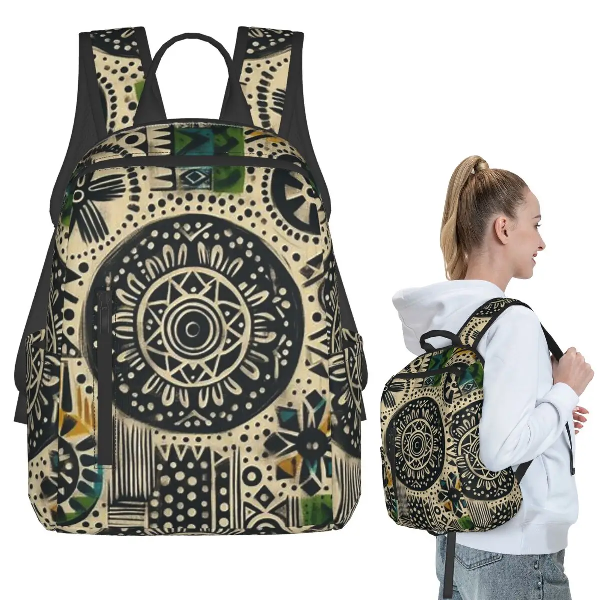 

Bohemian Mud Cloth Inspired Floral Patterns Backpack Student BookBag Kids School Bag Computer Shoulder Bags Boys Girls