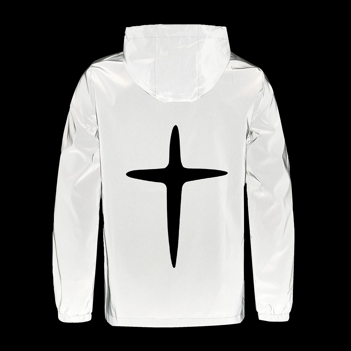 Night Reflective Jackets Men's Printed Hooded Coats Outdoor Windproof Running Cycling Hip Hop Outerwear Fashion Streetwear
