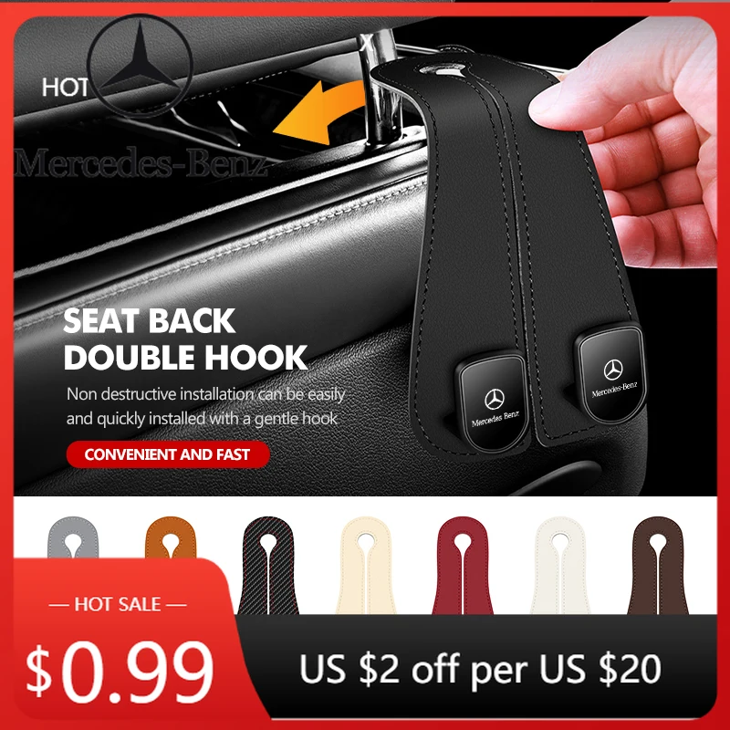 

Автомобильная наклейка для Mercedes Benz, автомобильный подголовник, кошелек, крючок, сумка для спинки сиденья, вешалка для хранения AMG A C E S G Class W201 W210 W108 W204