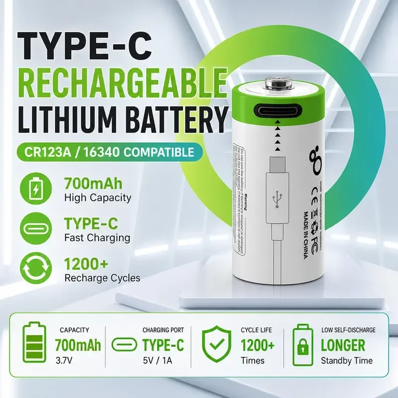 [New] [CR123A] for Polaroid Mini 25 Camera Lithium Battery 3.7V Rechargeable 16340 Special 9 11