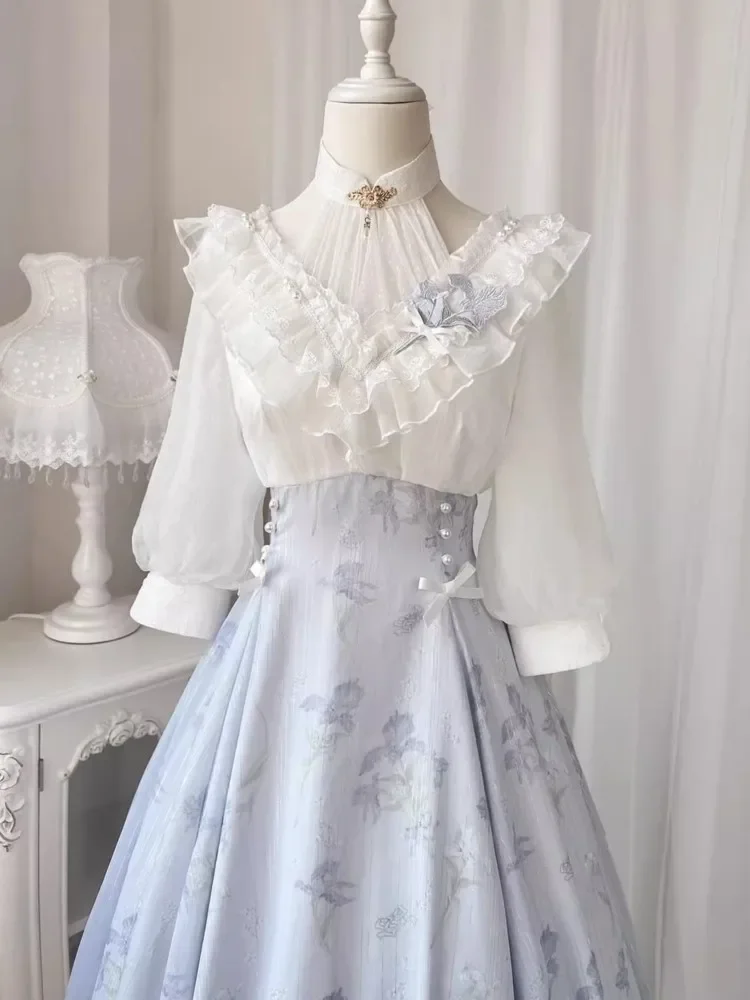 Elelgant Women Summer French Vintage Floral Midi Dress Korean Sweet Square Collar Birthday Party Vestidos Slim A-line Clothing