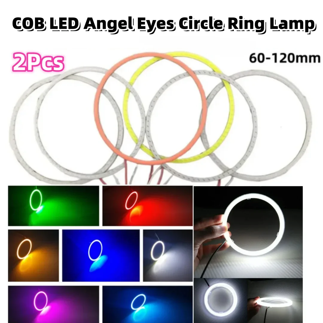 1Para ciepłych/białych/niebieskich 60mm 70mm 80mm 90mm 100mm 120mm COB LED Angel Eyes z powłoką Halo Ring Żarówka Światło przeciwmgielne do