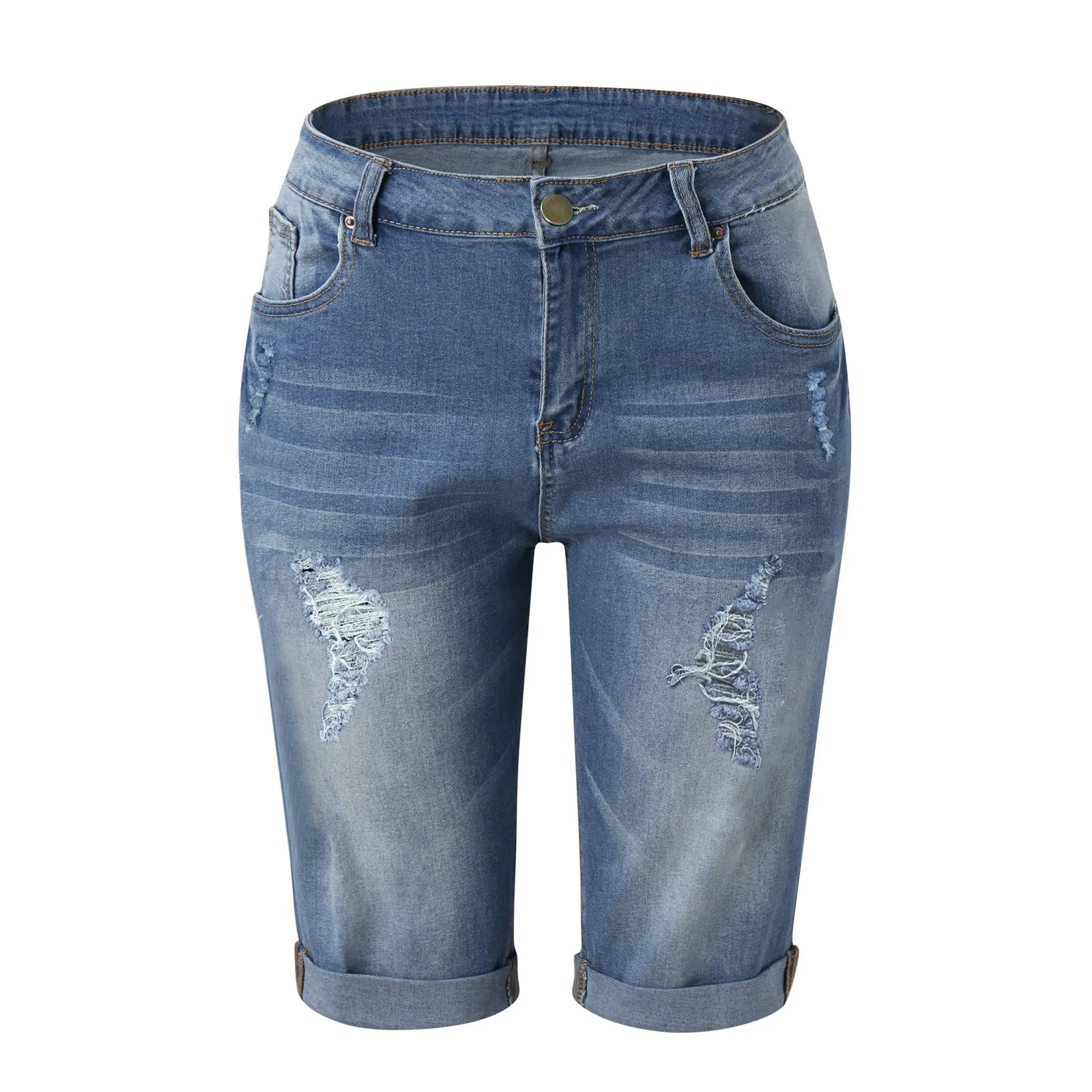 Vrouwen Zomer Jean Shorts Sexy Hoge Taille Slim Fit Gat Gescheurde Korte Broek Met Zak 2024 Zomer Mode Casual Losse Shorts