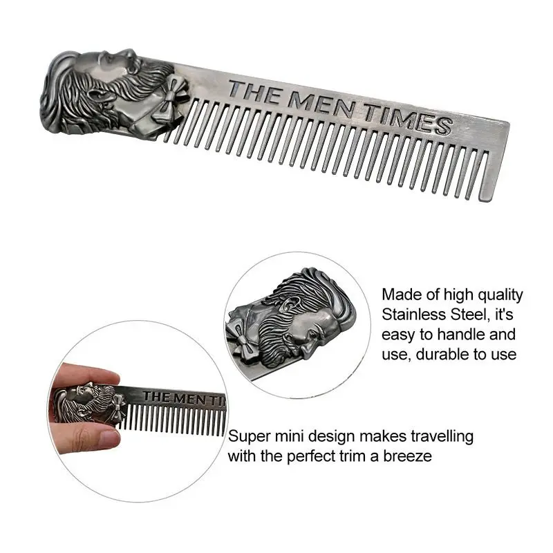 1Pc Gentelman Barber Styling Metal Comb Tools Stainless Steel Men Beard Comb