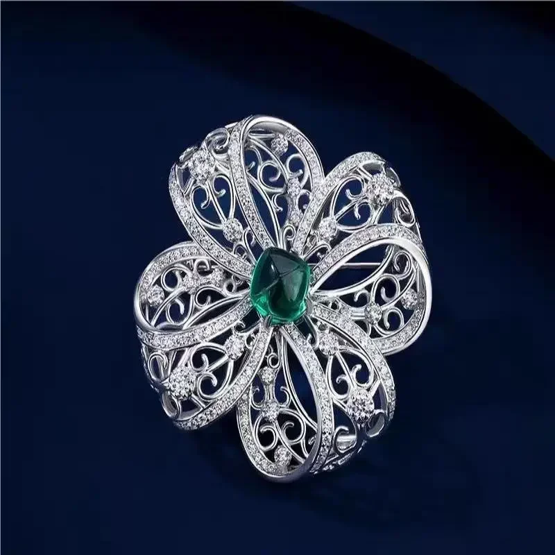 Ruif elegante s925 Silber Zircona Bowknot Brosche Edelsteine Schmuck für Frau Geschenk