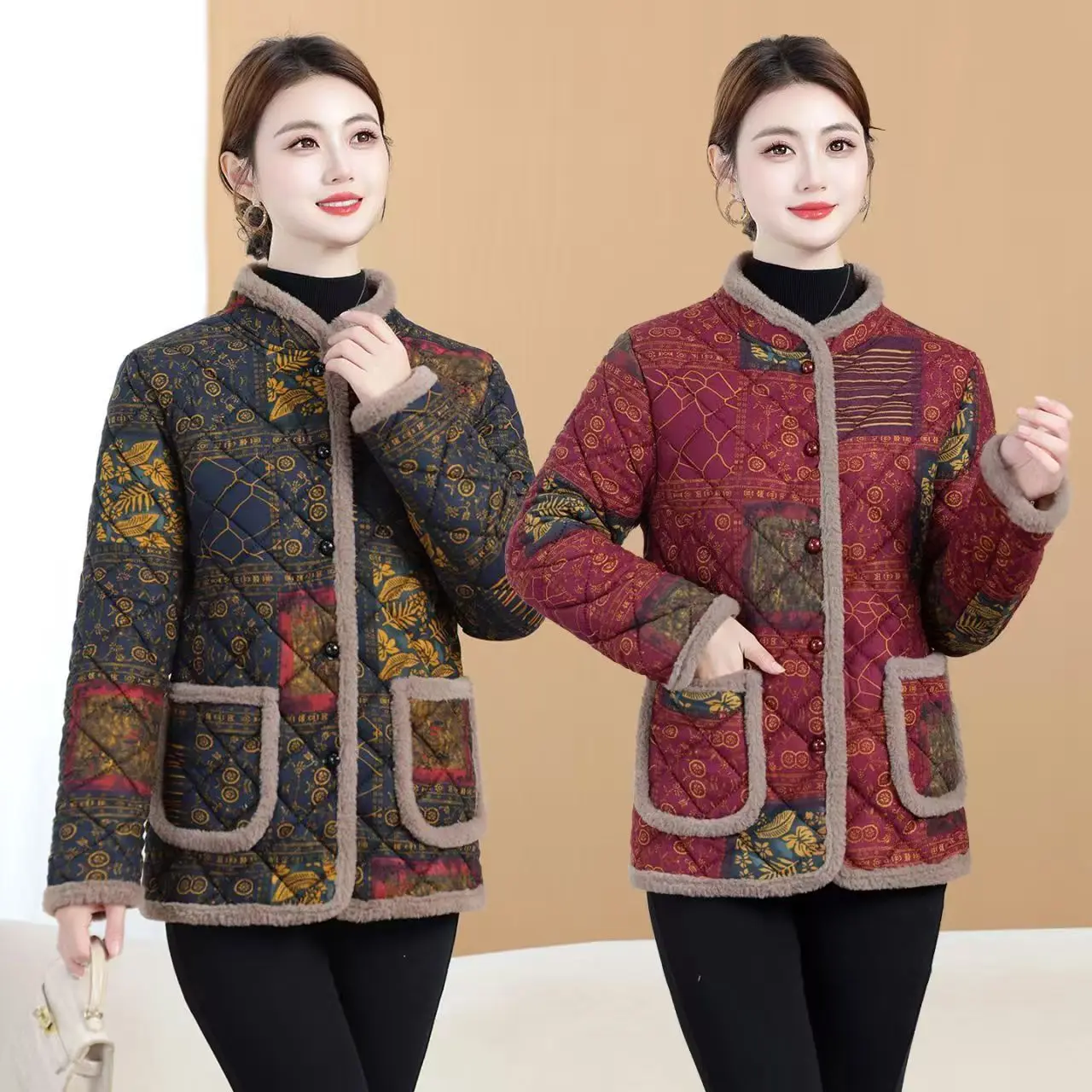 Faionable ort Cotton Jaet Donna Thiened Fce Foderato Autunno Inverno Cappotto Sli Mamma Vestiti Abbigliamento da donna di mezza età