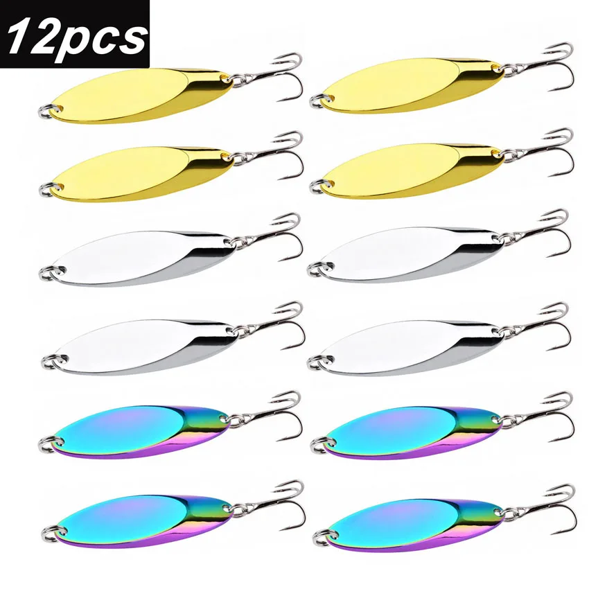 

12 Pcs 1.5g-56g Metal Spinner Spoon Trout Fishing Lure Hard Bait Paillette Artificial Bait Sequins Spinner Swimbait Pesca Lures