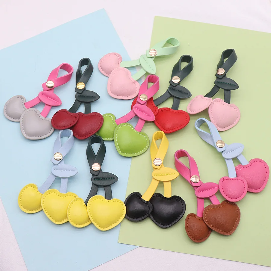 

5Pcs Cherry Charm Accessories Leather Decoration Pendant for Handbag Luggage Car Key Chain Bag Attachment Decorate Matching