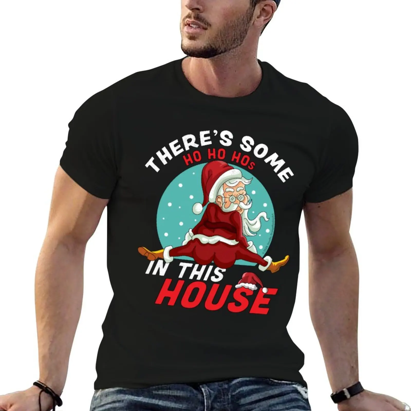 There's Some Ho Ho Hos In this House Christmas Santa Claus T-Shirt Lightweight Running Sports T-Shirt