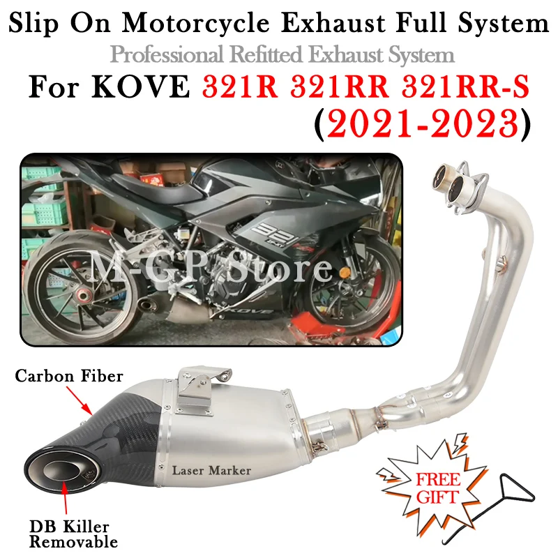 

Slip On For KOVE Cobra 321R 321RR 321RR-S 2021 2022 2023 Motorcycle Exhaust System Muffler DB Killer Escape Moto Front Link Pipe