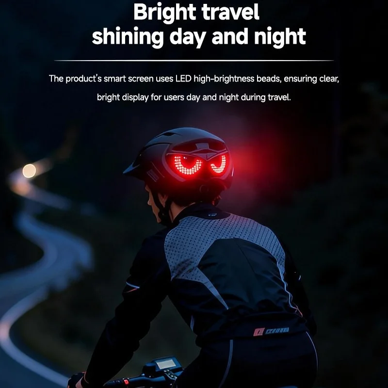 New Style Motorcycle Bicycle Helmet With LED Demon Eye Warning Light Universal Night Riding Safety Protective Helmet