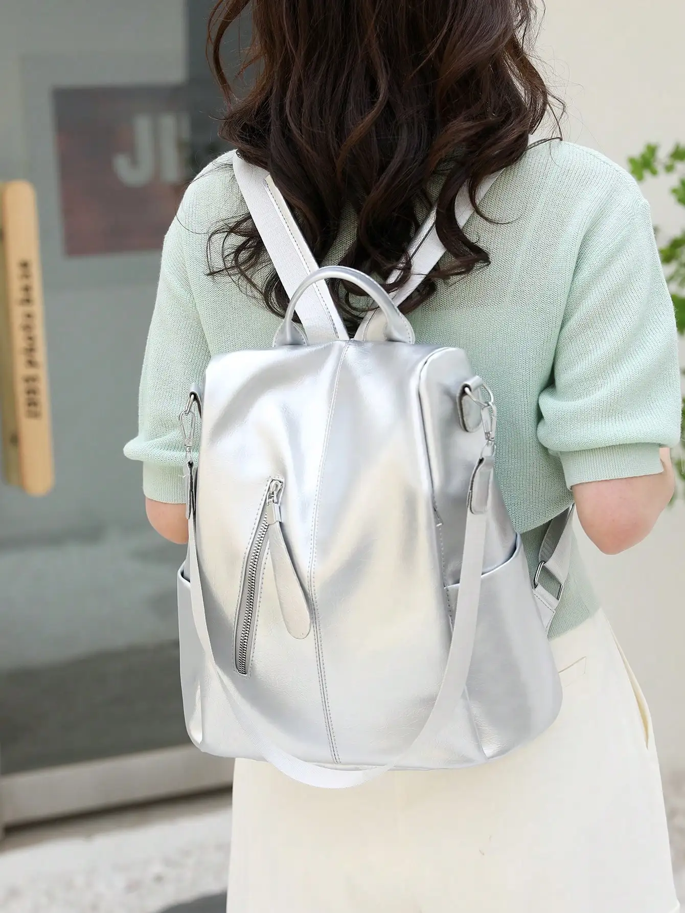 Women Simple Solid Color Large Capacity Waterproof Backpack, Versatile And Fashionable, Suitable For Student
