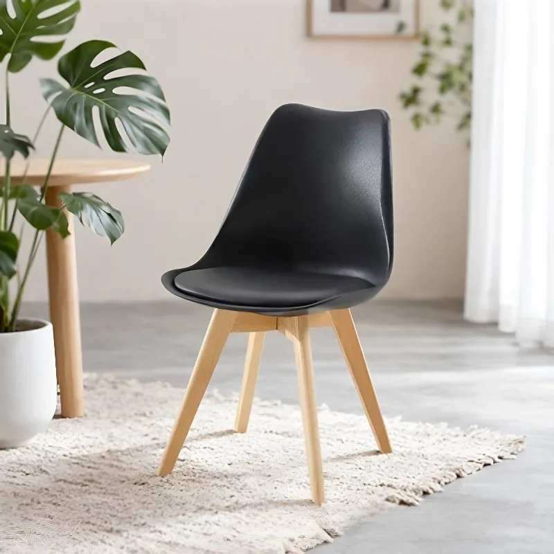 Solid Wood Upholstered Bedroom Viral Girly Cute Backrest Dining Chair Nordic Minimal Chic Eames Inspired Lounge Chair Furniture