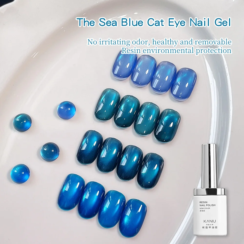 12ML Ocean Blue Cat Magnetic Gel Nail Polish Transparent Sea Blue Color Gel Nail Art Varnish Manicure DIY Summer Nail Styling