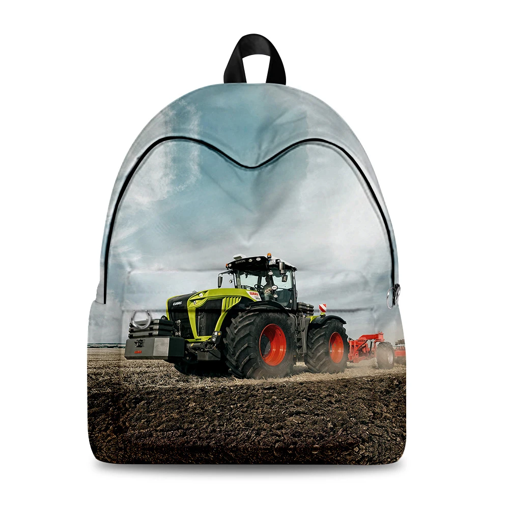 Mochila para estudiantes con diseño de Tractor divertido Popular Harajuku, mochilas para Notebook con estampado 3D, mochilas de viaje impermeables Oxford para niños y niñas